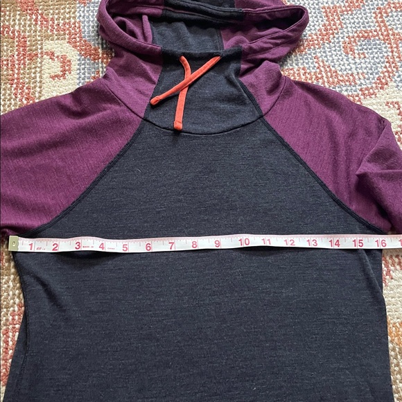 Smartwool Women’s Merino Wool Grey/Purple Pullover Hoodie Size XS - Picture 6 of 7